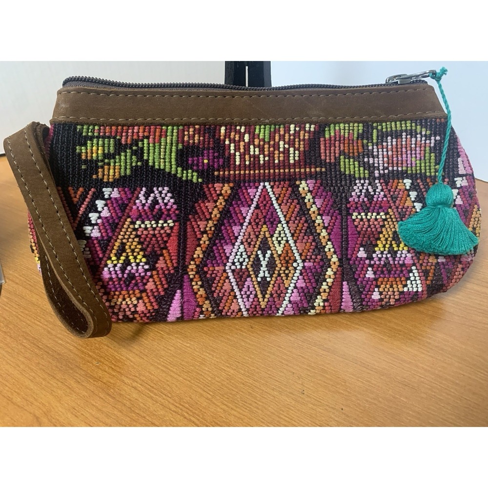 Nena And Co. Handcrafted Multicolored Wristlet/clutch Bag 10"x5"